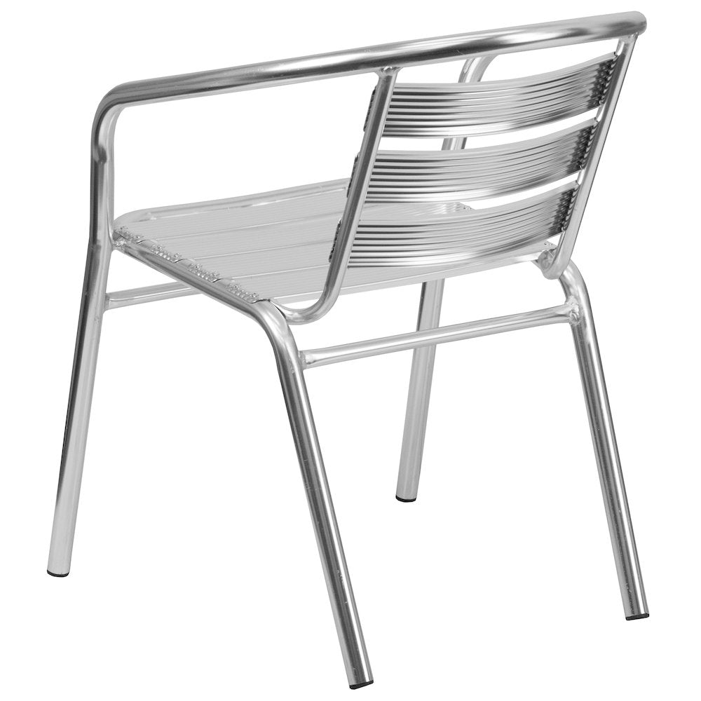 Heavy Duty Commercial Aluminum Indoor-Outdoor Restaurant Stack Chair with Triple Slat Back