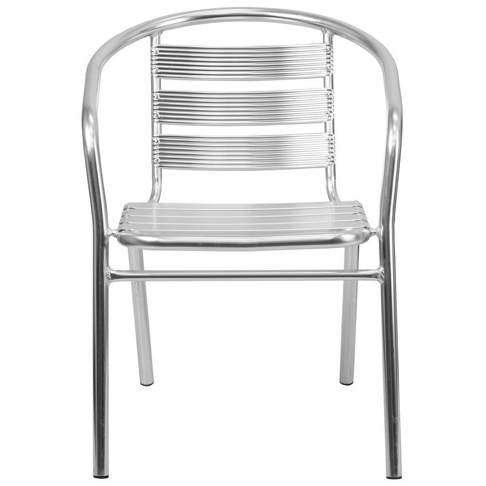 Heavy Duty Commercial Aluminum Indoor-Outdoor Restaurant Stack Chair with Triple Slat Back