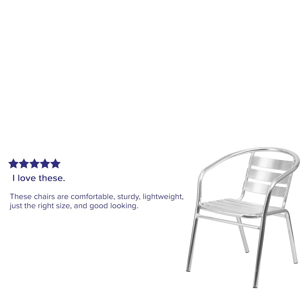 Heavy Duty Commercial Aluminum Indoor-Outdoor Restaurant Stack Chair with Triple Slat Back