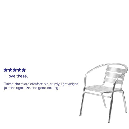 Heavy Duty Commercial Aluminum Indoor-Outdoor Restaurant Stack Chair with Triple Slat Back