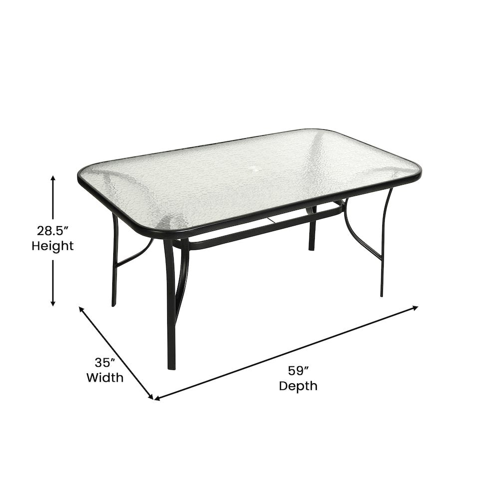 Commercial Grade Outdoor Patio Dining Set With Table and Six Chairs, Black