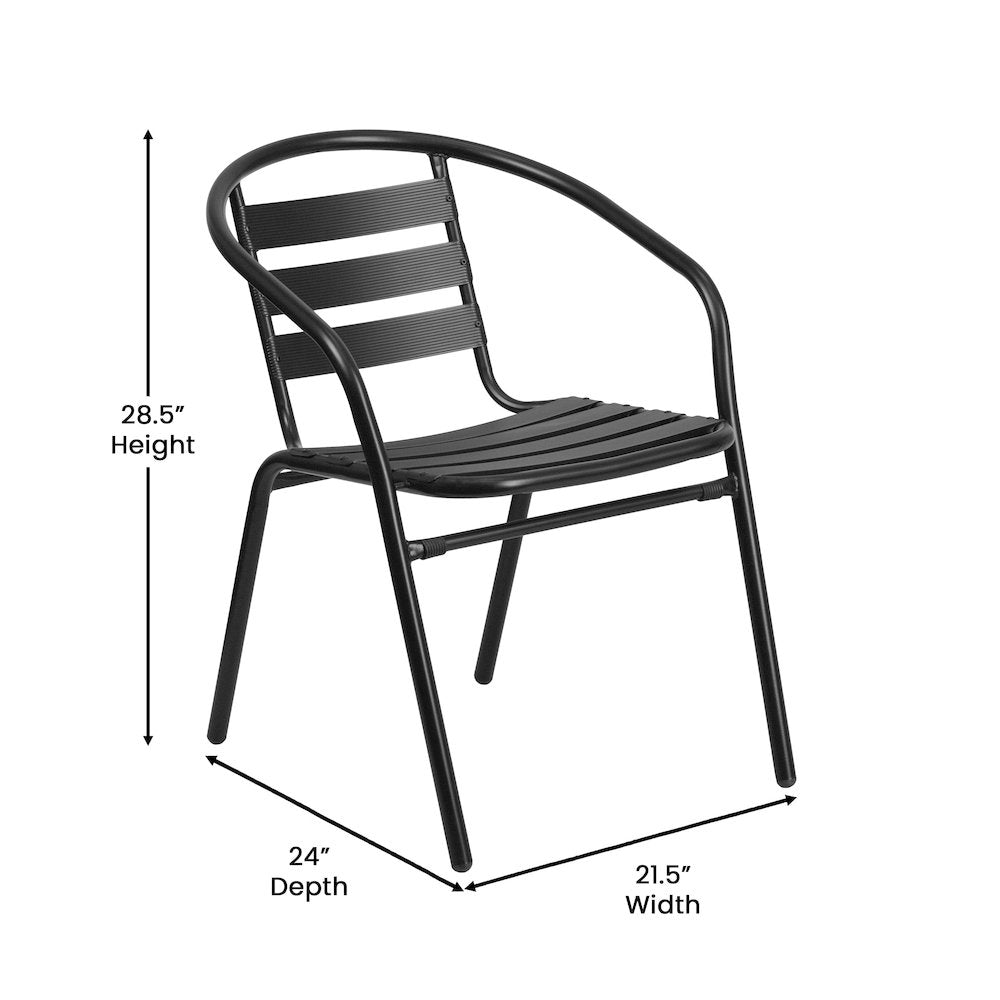 Commercial Grade Outdoor Patio Dining Set With Table and Six Chairs, Black