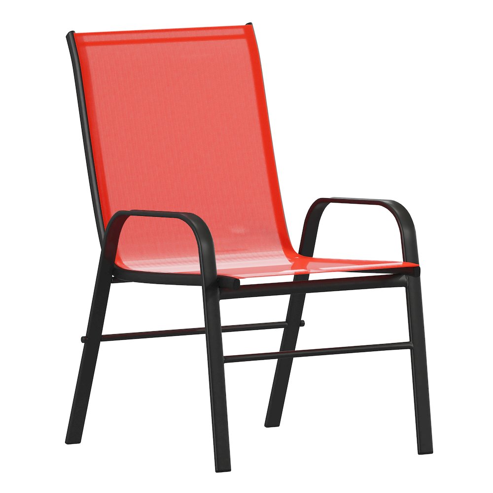 7 Piece Patio Dining Set with Patio Table and 6 Chairs, Red