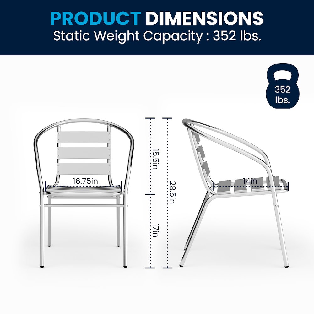 27.5'' Square Aluminum Indoor-Outdoor Table Set with 4 Slat Back Chairs