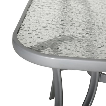 Rectangular Glass Patio Table With Seating for 6, Clear Top/Silver Frame