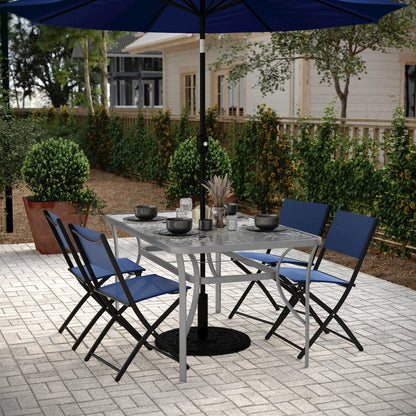 Rectangular Glass Patio Table With Seating for 6, Clear Top/Silver Frame