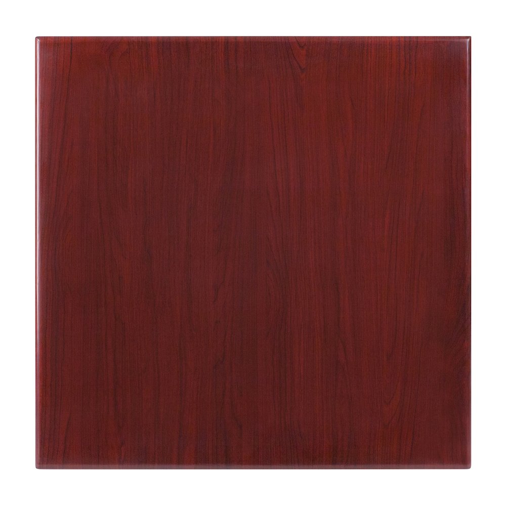 24'' Square High-Gloss Mahogany Resin Table Top with 2'' Thick Drop-Lip