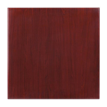 24'' Square High-Gloss Mahogany Resin Table Top with 2'' Thick Drop-Lip