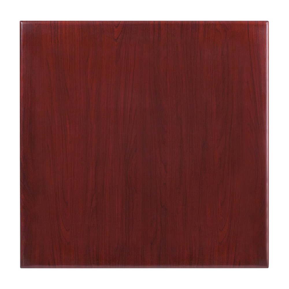 30'' Square High-Gloss Mahogany Resin Table Top with 2'' Thick Drop-Lip