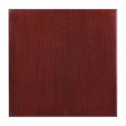30'' Square High-Gloss Mahogany Resin Table Top with 2'' Thick Drop-Lip