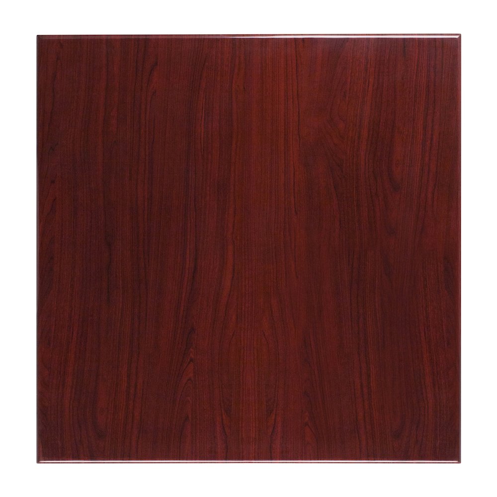 36'' Square High-Gloss Mahogany Resin Table Top with 2'' Thick Drop-Lip