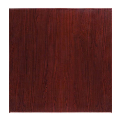 36'' Square High-Gloss Mahogany Resin Table Top with 2'' Thick Drop-Lip