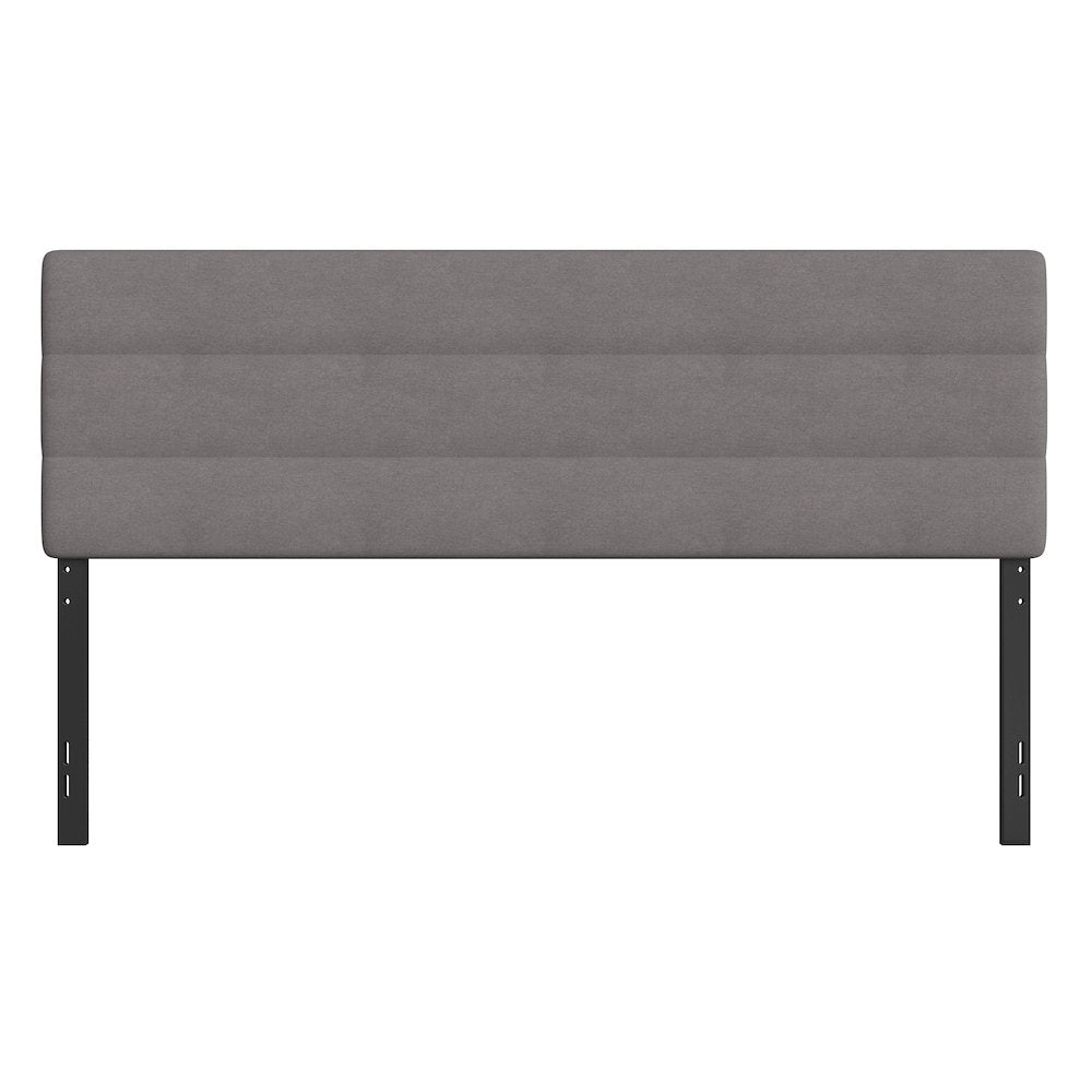 King Channel Stitched Fabric Upholstered Headboard, from 44.5" to 57.25" - Gray