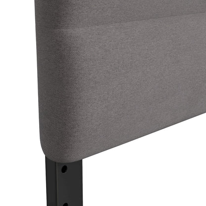 King Channel Stitched Fabric Upholstered Headboard, from 44.5" to 57.25" - Gray
