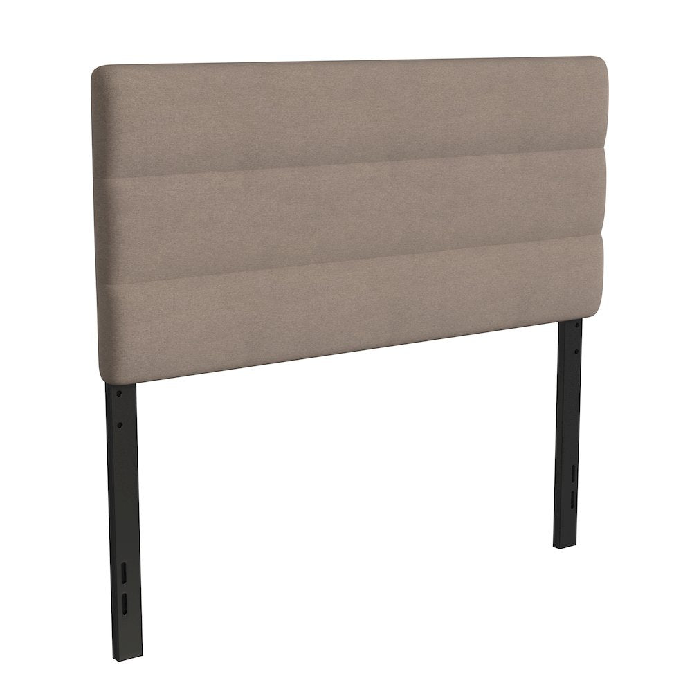 Full Channel Stitched Fabric Upholstered Headboard, from 44.5" to 57.25" - Taupe