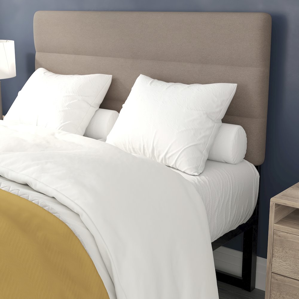Full Channel Stitched Fabric Upholstered Headboard, from 44.5" to 57.25" - Taupe