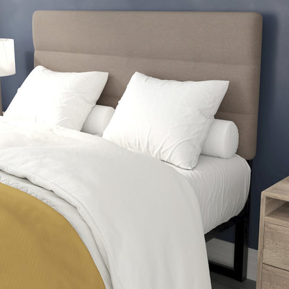 Full Channel Stitched Fabric Upholstered Headboard, from 44.5" to 57.25" - Taupe