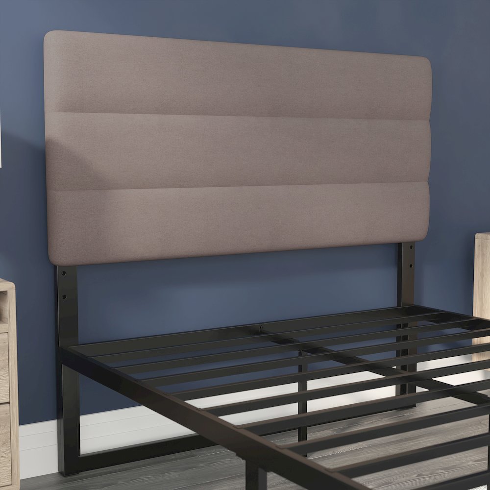 Full Channel Stitched Fabric Upholstered Headboard, from 44.5" to 57.25" - Taupe