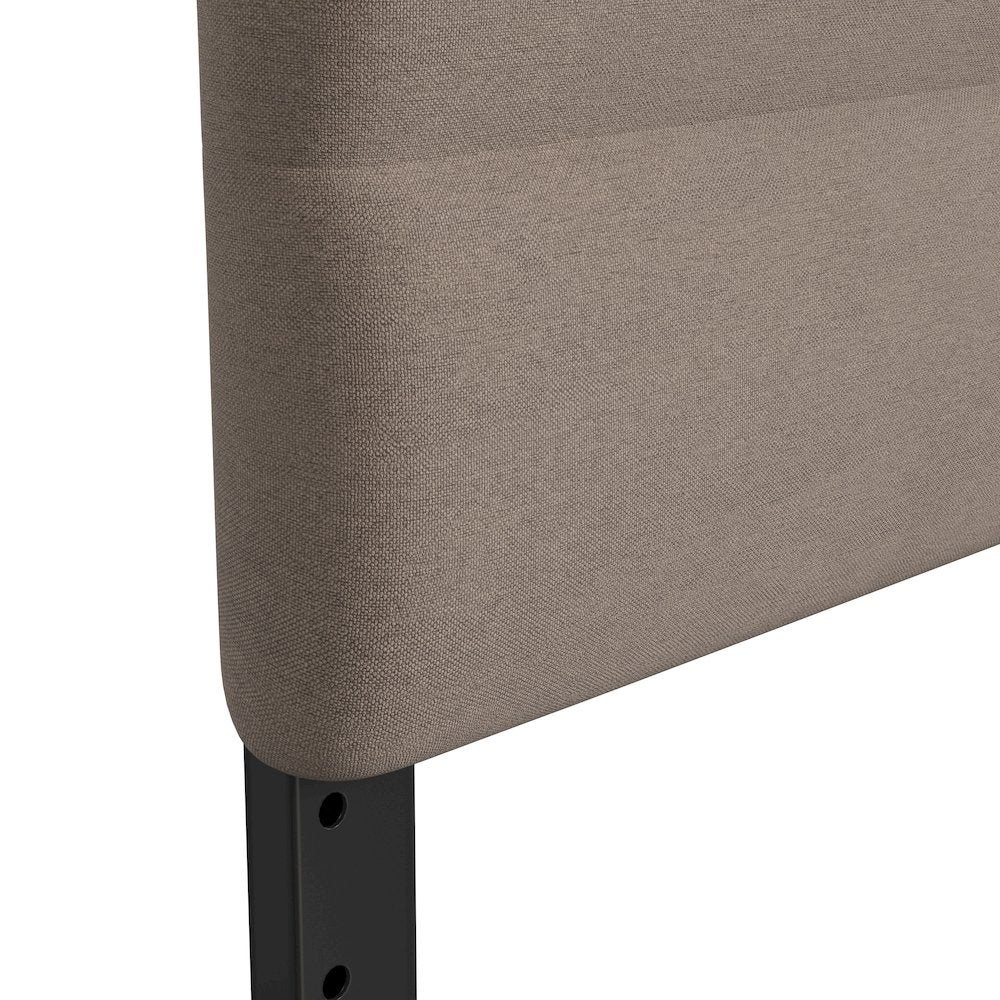 Queen Channel Stitched Fabric Upholstered Headboard,  Taupe