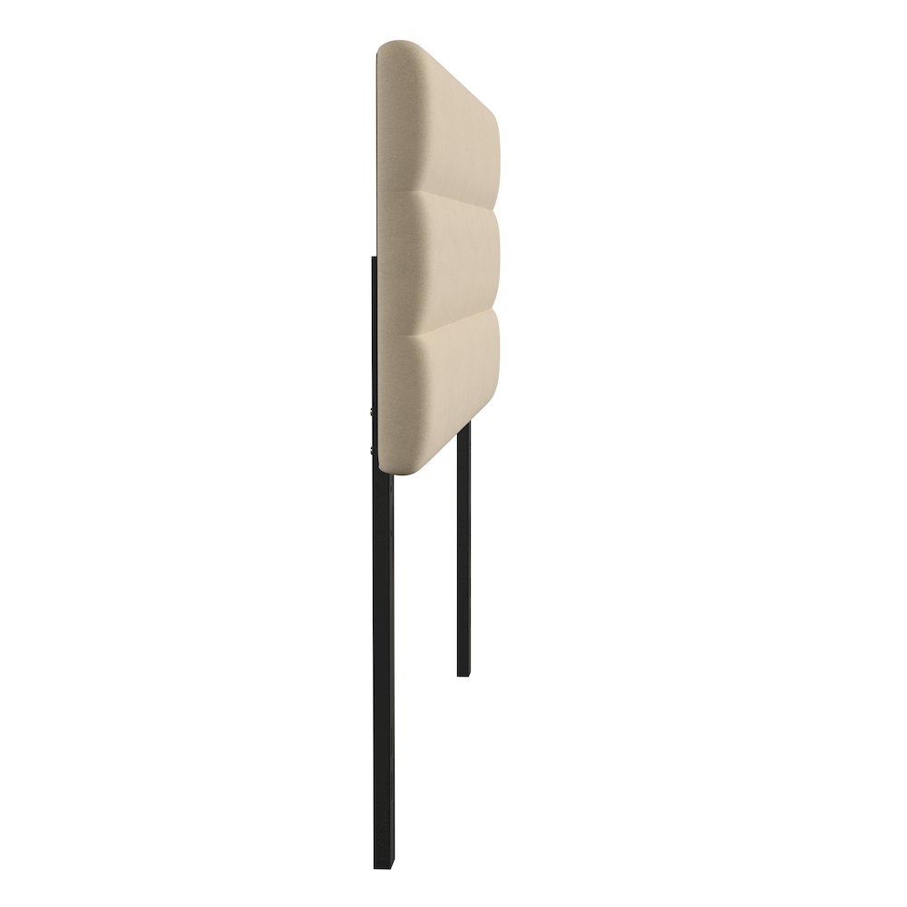 Queen Channel Stitched Fabric Upholstered Headboard, Cream