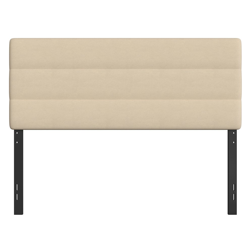 Queen Channel Stitched Fabric Upholstered Headboard, Cream
