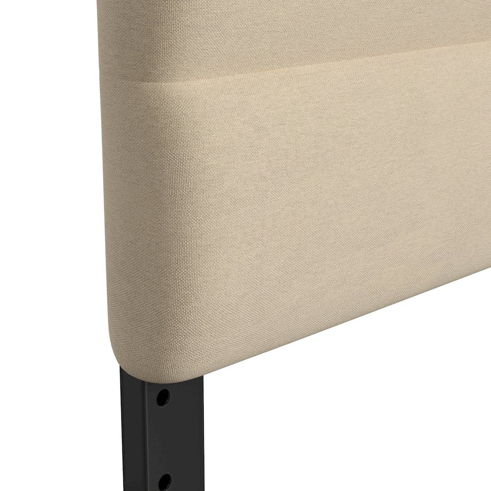 Queen Channel Stitched Fabric Upholstered Headboard, Cream