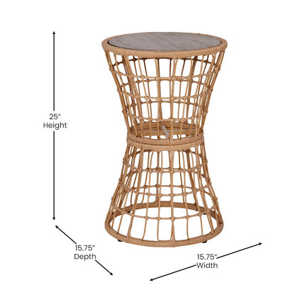 Natural Finish Rope Table with Acacia Wood Top, Fade and Weather Resistant