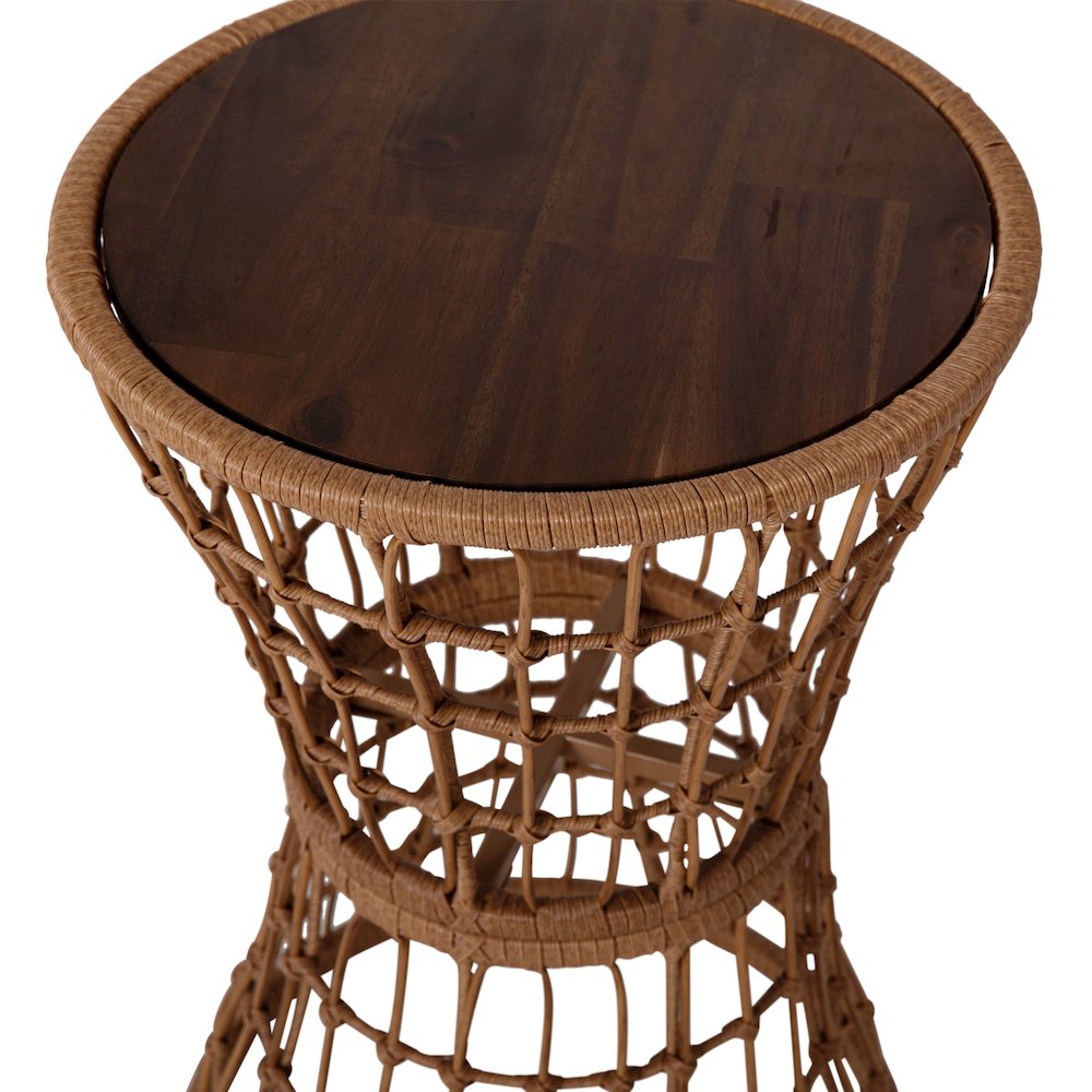 Natural Finish Rope Table with Acacia Wood Top, Fade and Weather Resistant