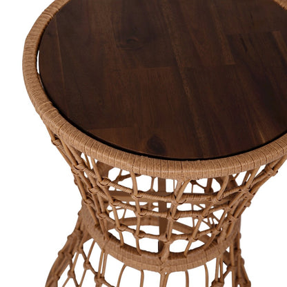 Natural Finish Rope Table with Acacia Wood Top, Fade and Weather Resistant