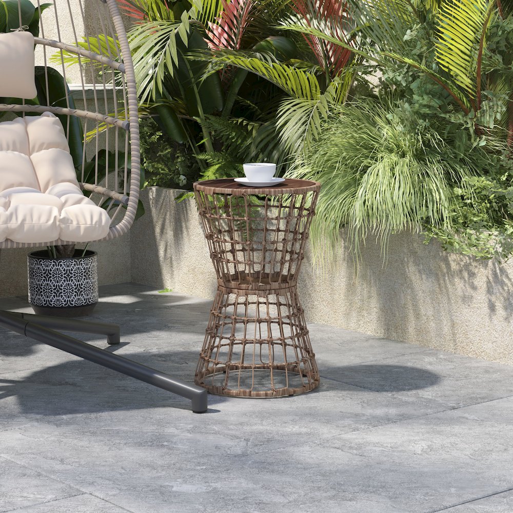 Natural Finish Rope Table with Acacia Wood Top, Fade and Weather Resistant