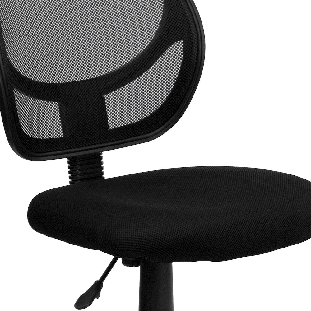 Low Back Black Mesh Swivel Task Office Chair with Curved Square Back