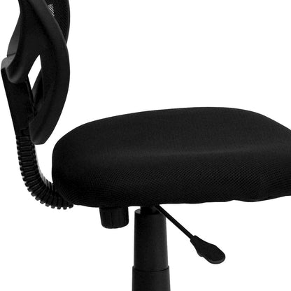 Low Back Black Mesh Swivel Task Office Chair with Curved Square Back