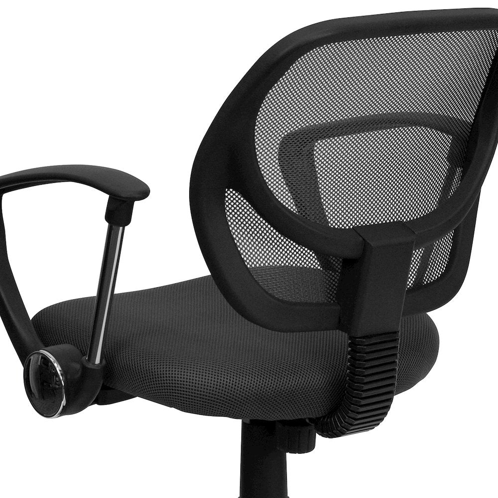 Low Back Gray Mesh Swivel Task Office Chair with Arms