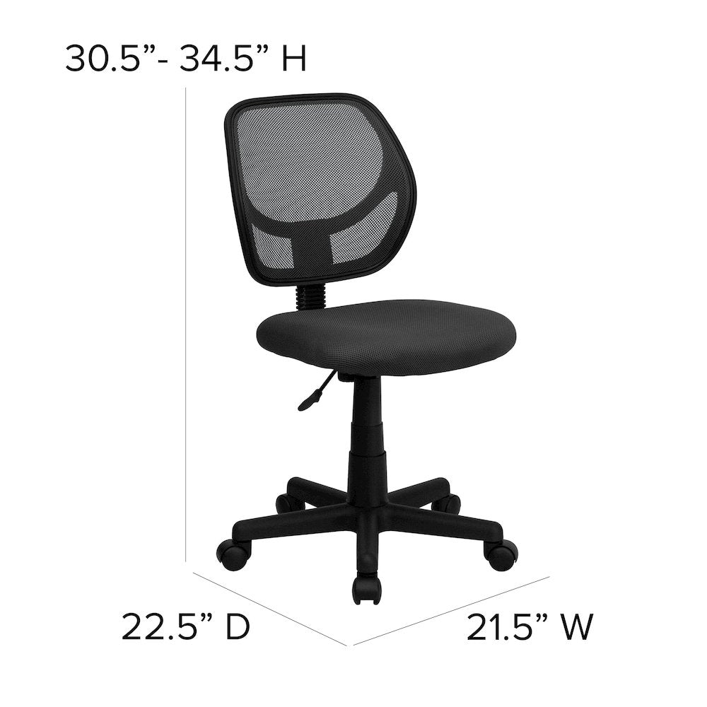 Low Back Gray Mesh Swivel Task Office Chair with Curved Square Back