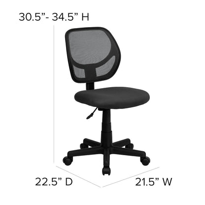 Low Back Gray Mesh Swivel Task Office Chair with Curved Square Back