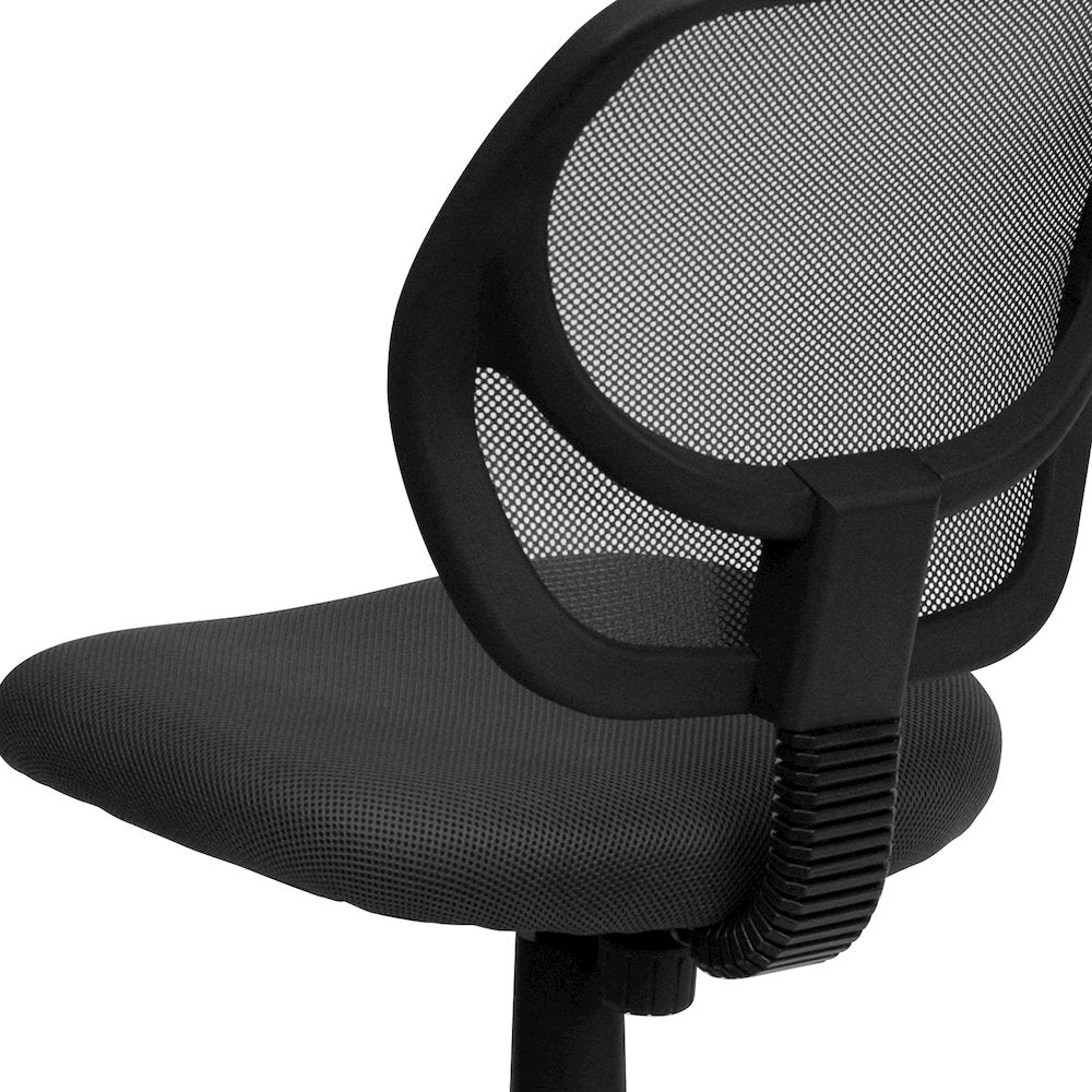 Low Back Gray Mesh Swivel Task Office Chair with Curved Square Back