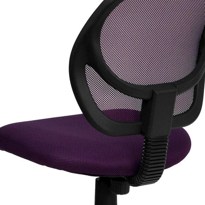 Low Back Purple Mesh Swivel Task Office Chair