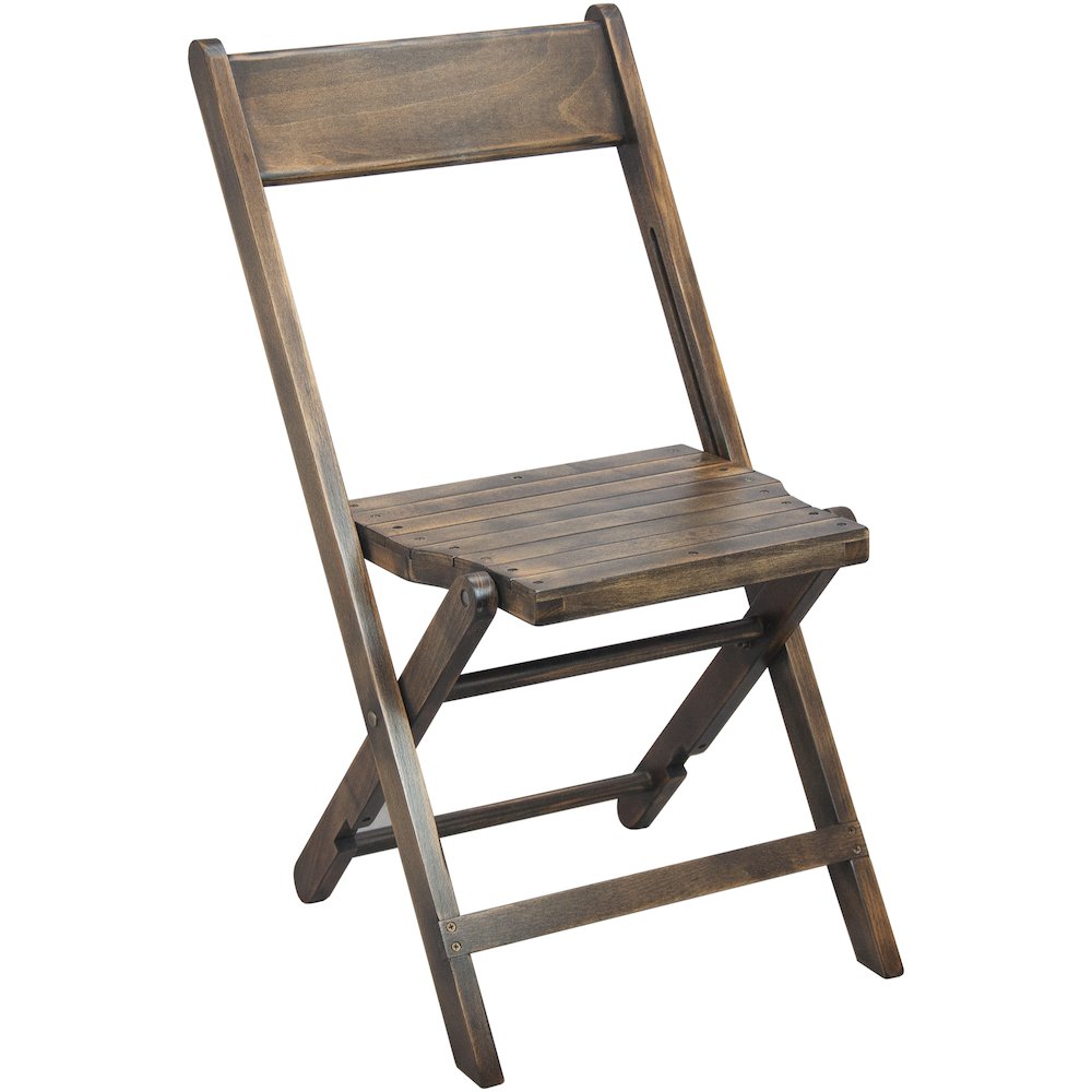 2-Pack Slatted Wood Folding Special Event Chair - Antique Black