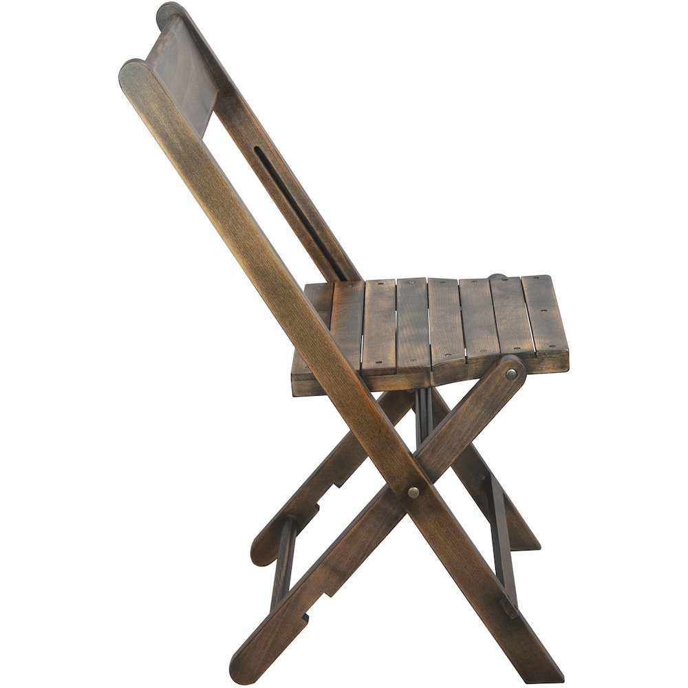 2-Pack Slatted Wood Folding Special Event Chair - Antique Black