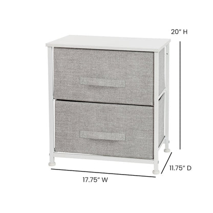 2 Drawer Wood Top White Nightstand Storage Organizer
