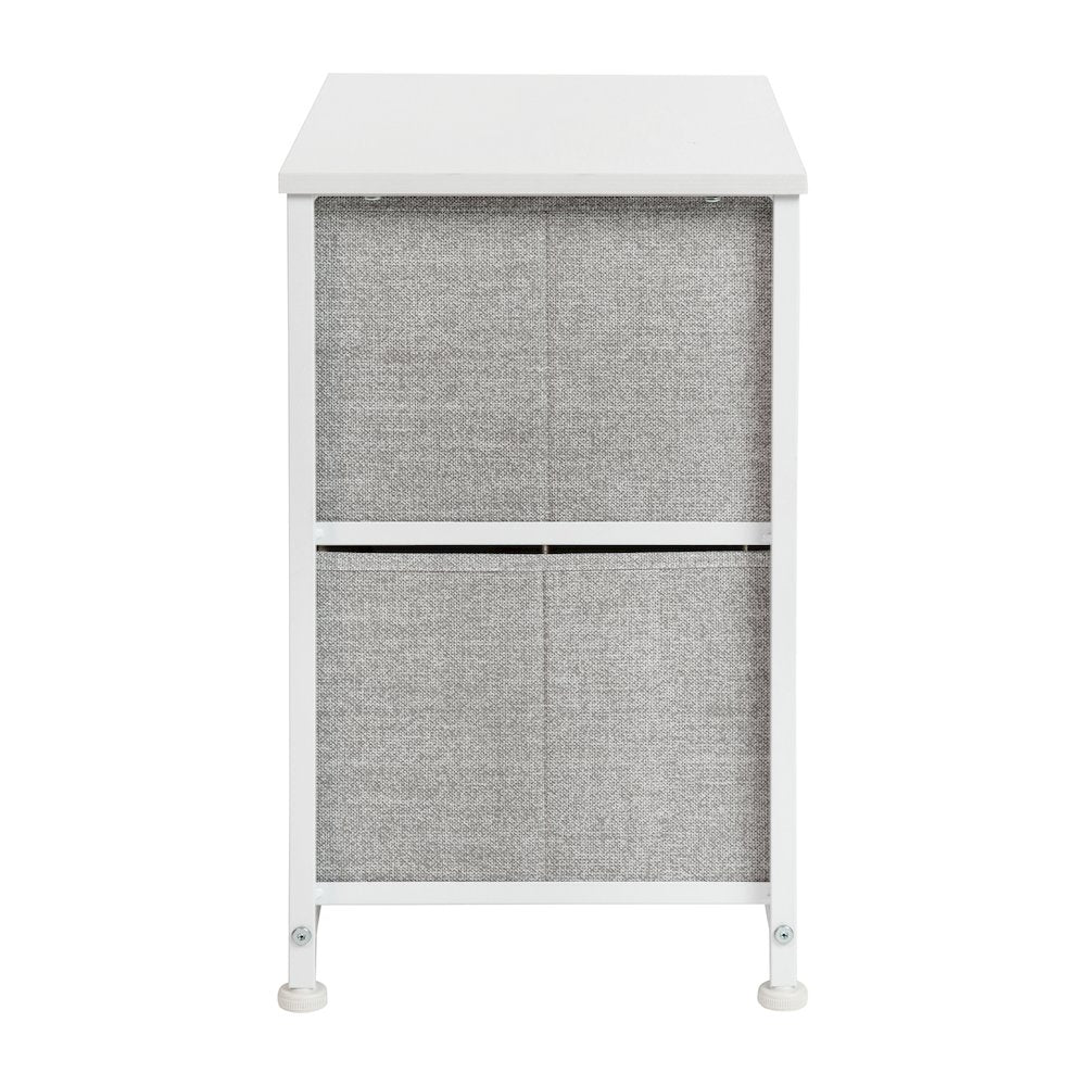 2 Drawer Wood Top White Nightstand Storage Organizer