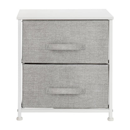 2 Drawer Wood Top White Nightstand Storage Organizer