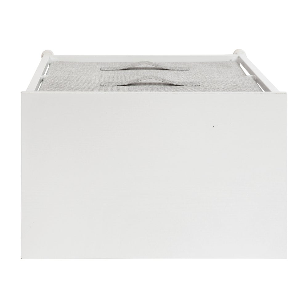 2 Drawer Wood Top White Nightstand Storage Organizer