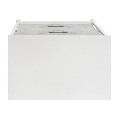 2 Drawer Wood Top White Nightstand Storage Organizer
