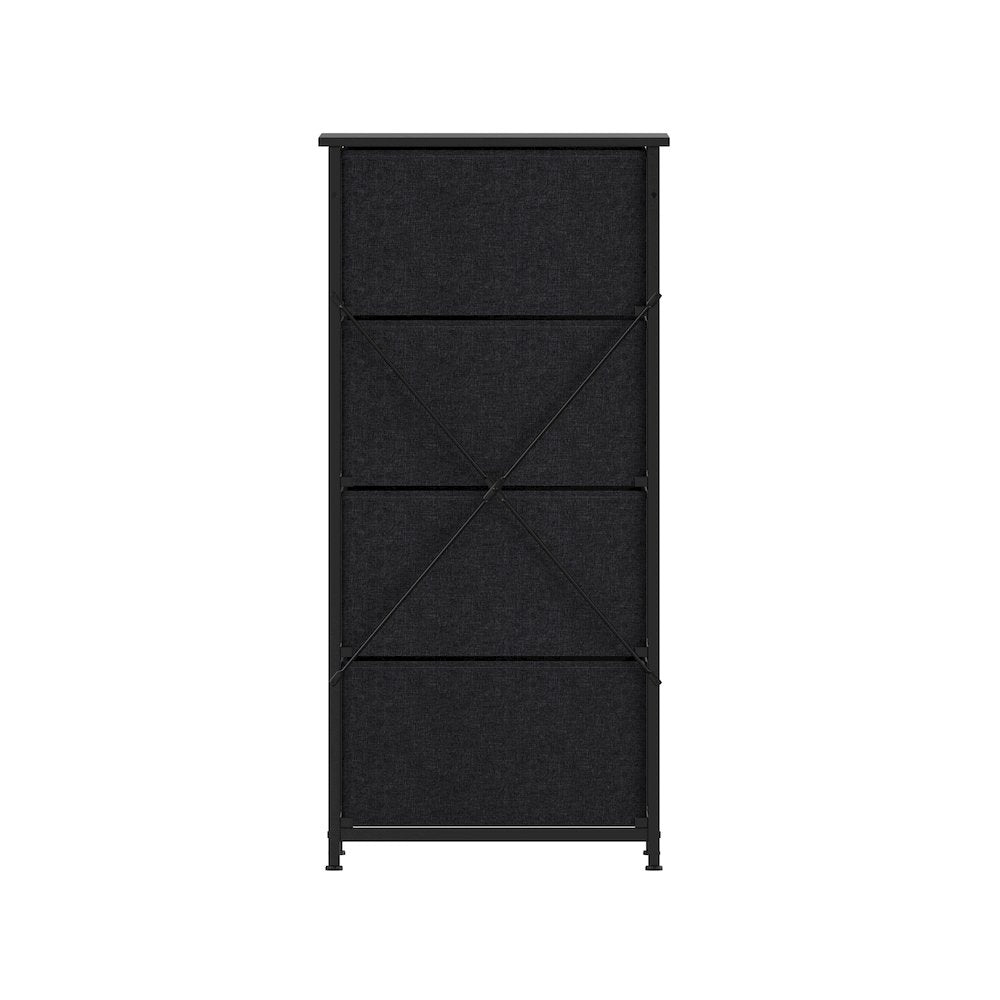 4 Drawer Dresser Storage Organizer, Black Drawers/Black Frame