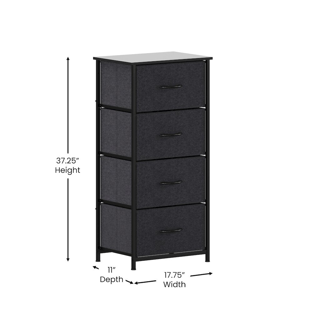 4 Drawer Dresser Storage Organizer, Black Drawers/Black Frame