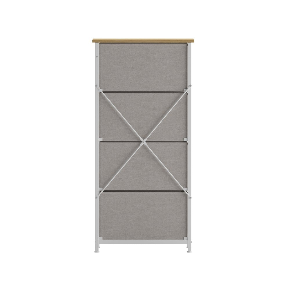 4 Drawer Dresser Storage Organizer, Beige Drawers/White Frame