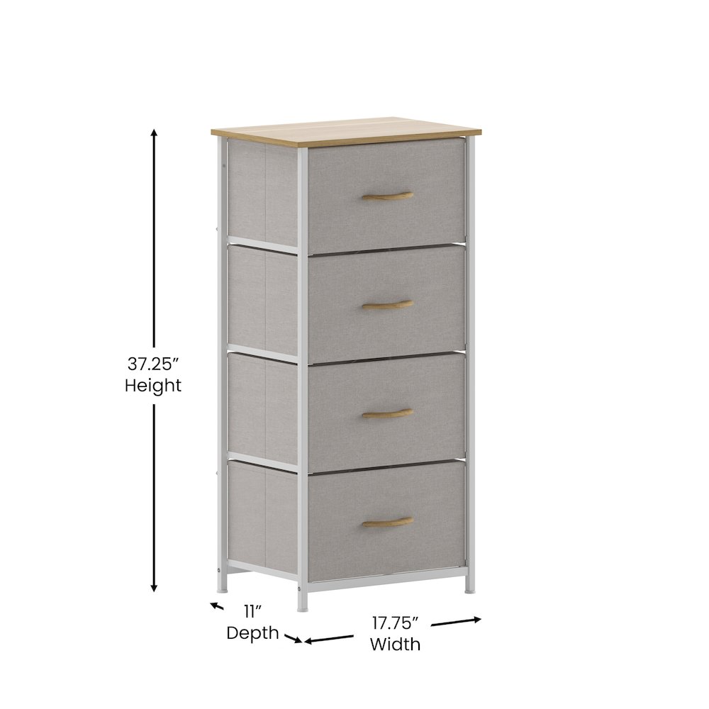 4 Drawer Dresser Storage Organizer, Beige Drawers/White Frame