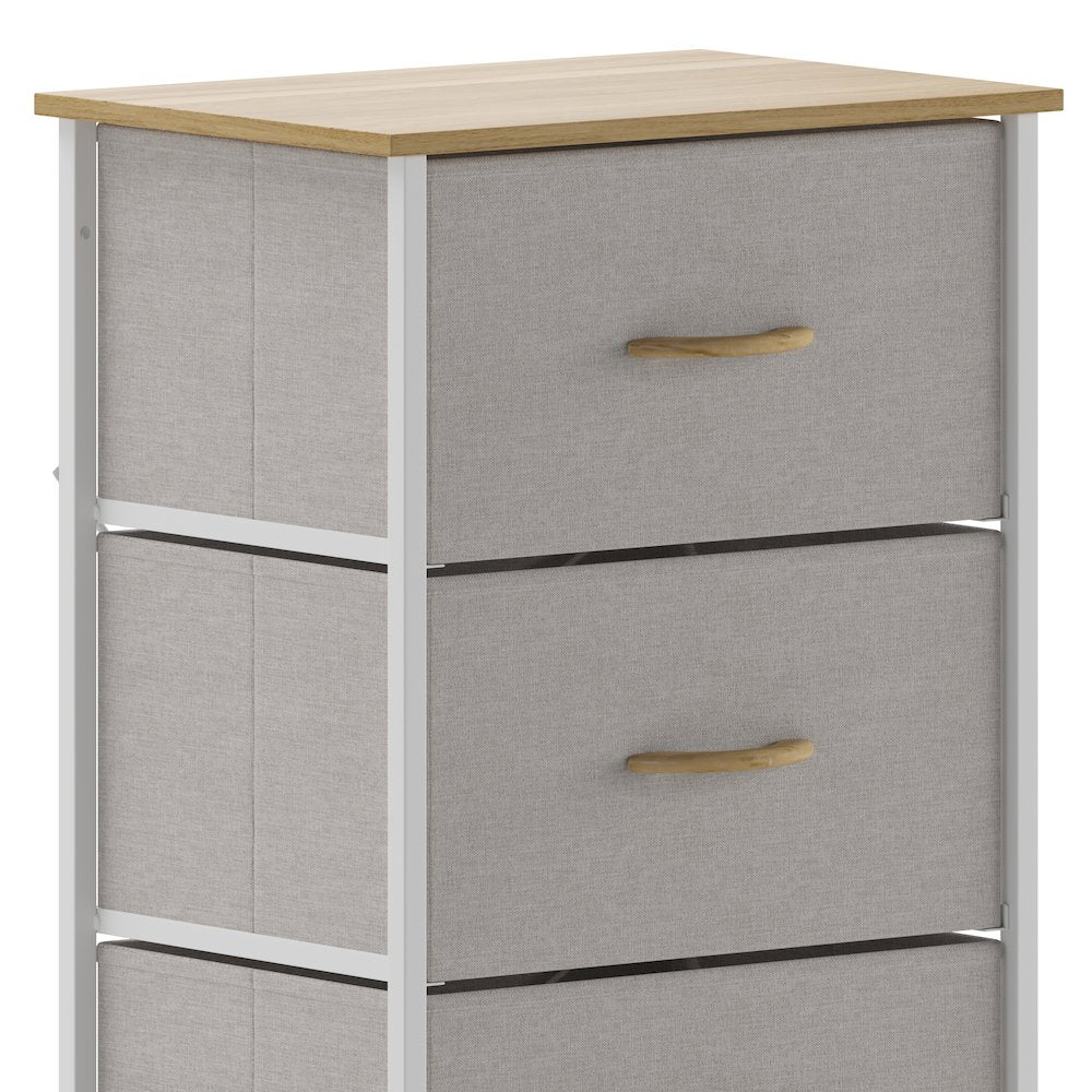 4 Drawer Dresser Storage Organizer, Beige Drawers/White Frame