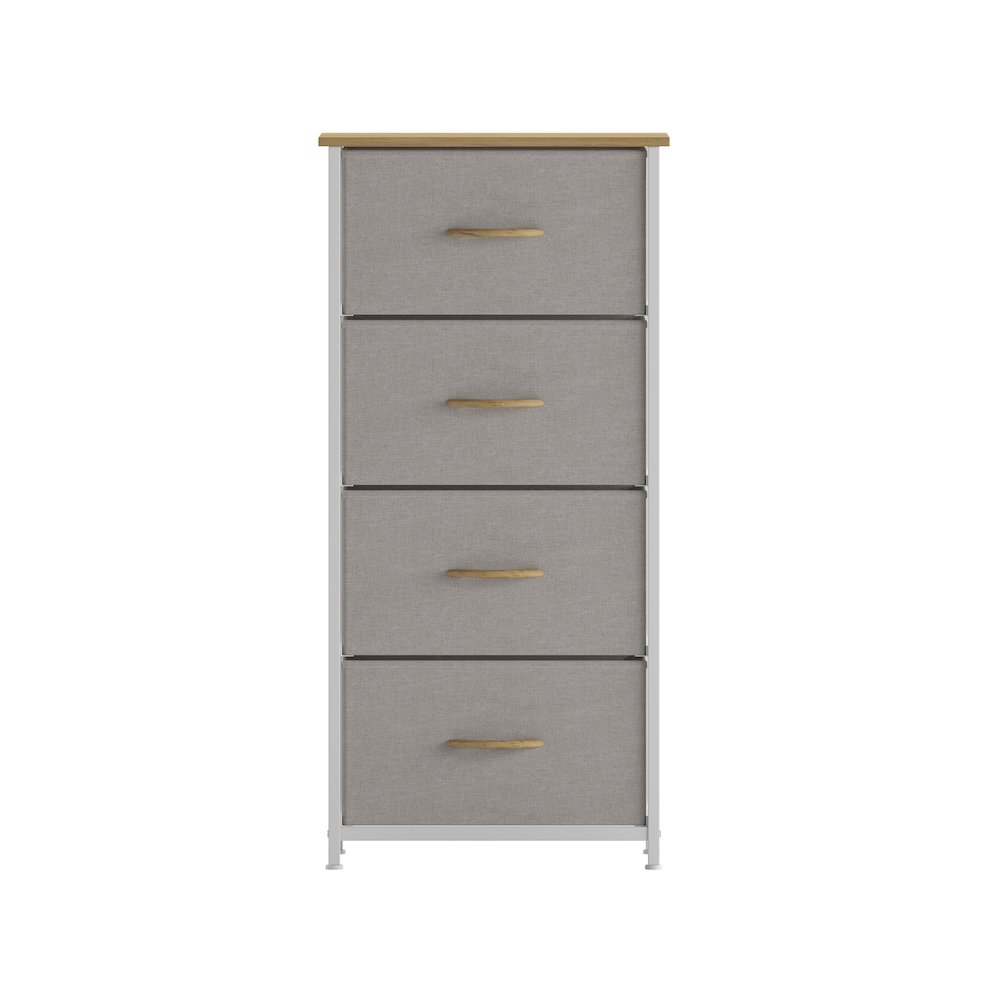 4 Drawer Dresser Storage Organizer, Beige Drawers/White Frame